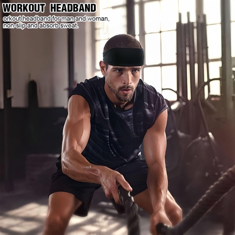 LECHI Sweat Headbands for Men,6 Pack Workout Sports Hairband for Gym, Ideal for Fitness,Running,Cycling,Hike - Image 3